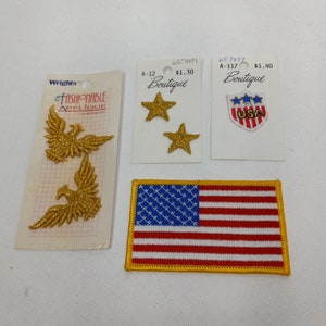 American USA Patriot Applique Art Patch Lot -Flag, Stars, Eagles & Shield