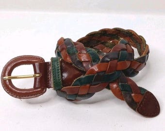 Milos Brown Crocodile Embossed Genuine Leather Belt Made in Italy Size Medium Vintage Milo main image 2