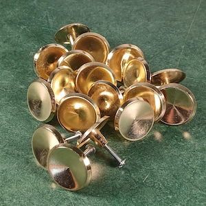 Vintage Drawer Cabinet Knobs Atomic Disk Saucer Brass Metal 1.5 Inch Set Of 10