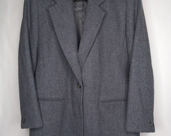 Vintage Pendleton Women's Size 12 Petite Gray 100% Virgin Wool Lined Blazer Jacket