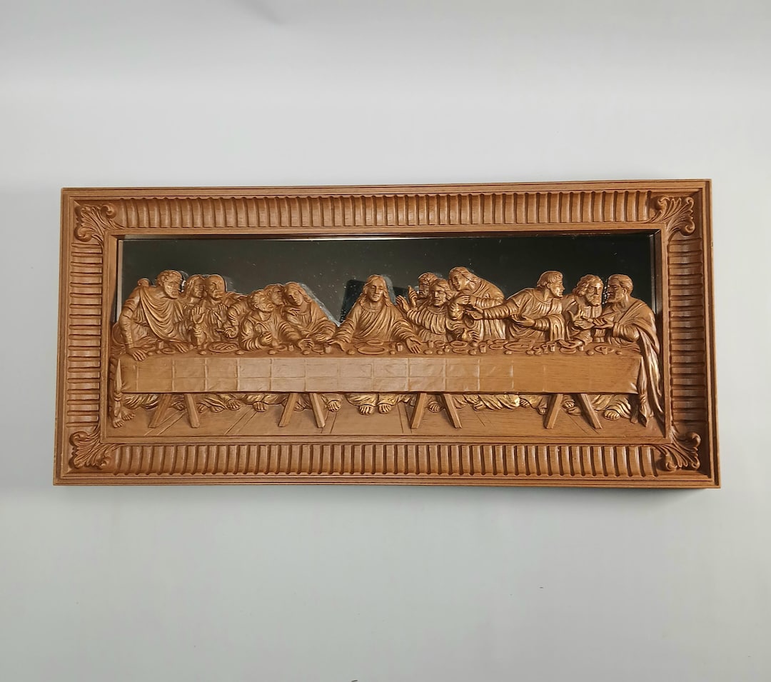 Vintage Homco Last Supper Mirror 3D Picture Wall Hanging Religious Home ...