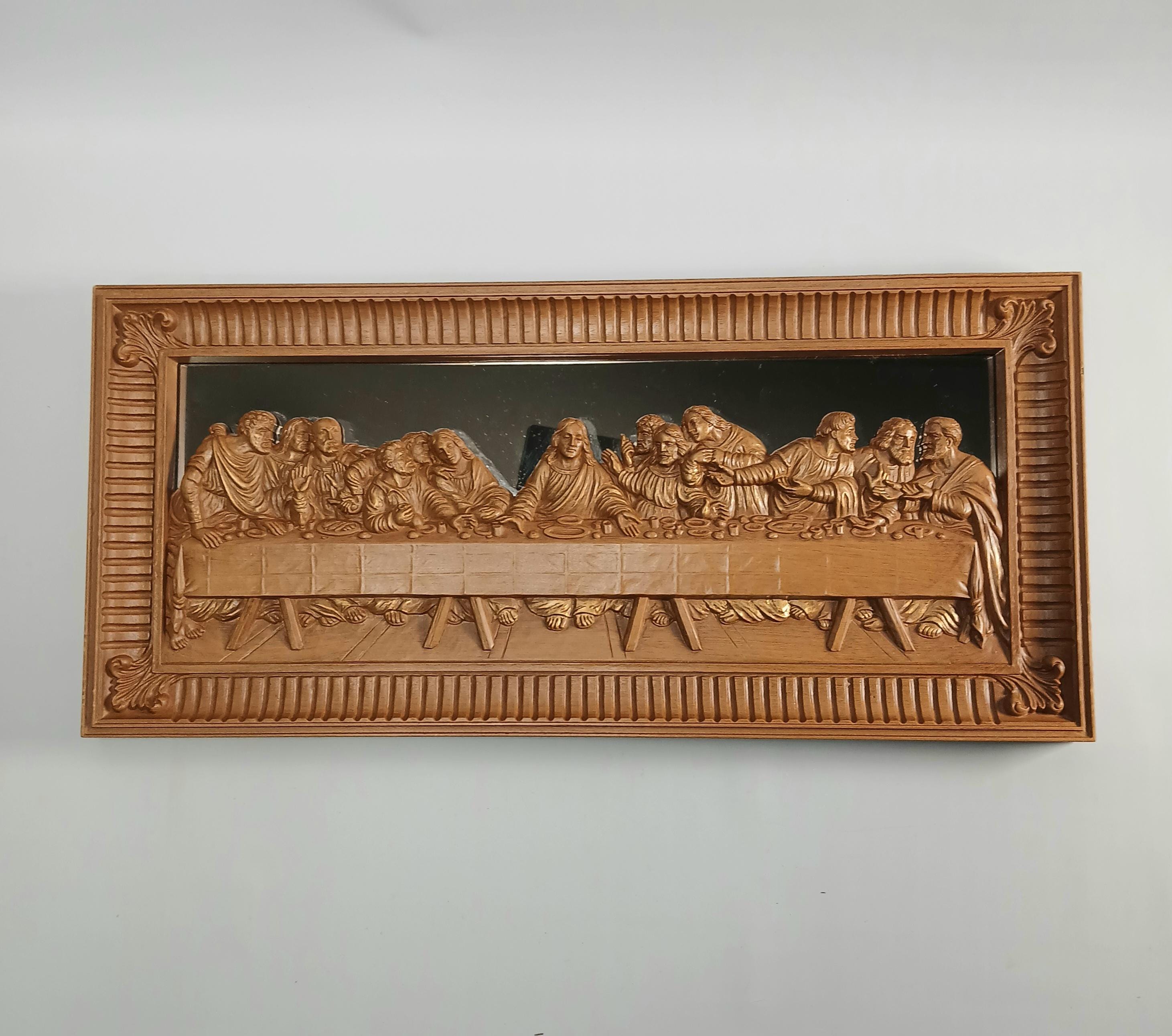 Vintage Homco Last Supper Mirror 3D Picture Wall Hanging Religious Home ...