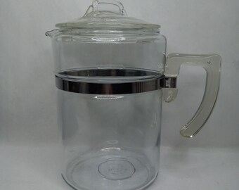 Pyrex Flame Ware 7829B Glass Stove Top Percolator Pot 9 Cup (Pot and Lid  Only)