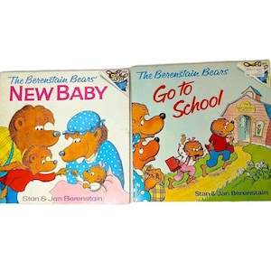 2 libros antiguos de bolsillo para niños de Berenstain Bears, para bebés y para ir a la escuela.