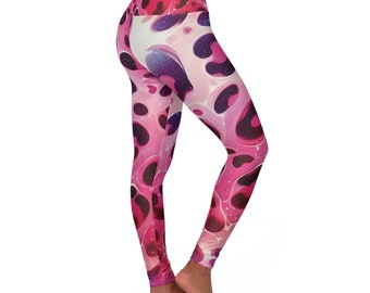 Bubble Gum Leopard, Leggings mit hoher Taille, Yoga Leggings, Benutzerdefinierte Leggings, Workout, Frauen Yoga Leggings, Activewear
