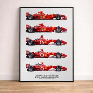 Michael Schumacher Poster | 5 Consecutive F1 World Championships