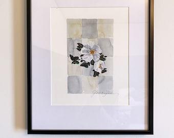 Georgia State Flower Art Print: Cherokee Rose Floral Wall Decor