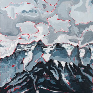 Landscape Painting Mountain Range Painting Original Painting Blue Abstract Painting