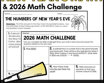 New Year 2026 Math Worksheets Homeschool Practice
