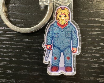Jason Voorhees acryl sleutelhanger - perfect voor horrorfans!