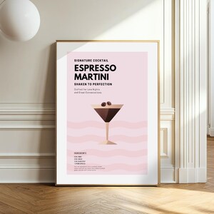 Cocktail Poster Print Espresso Martini Art Print Bar Modern Decoration Picture Trendy Wall Decoration Bar Cart Birthday Gift Present
