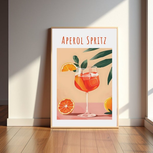 Poster Aperol Spritz matt versch. Größen Illustration orange Wanddekoration Aperol Bild Posterdruck Digitaldruck Aperol Geschenk Bild Küche