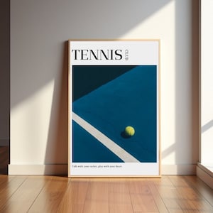 Poster Tennis matt versch. Größen Tennisplatz Illustration Photography Tennis Spieler Bild Wanddekoration Sport Posterdruck Geschenk