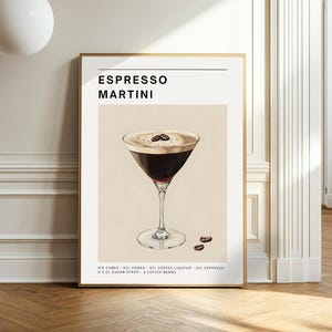 Espresso Martini Bild Illustration Cocktail Bild Wanddekoration Espresso Martini Posterdruck Digitaldruck Kunst Geburtstagsgeschenk Geschenk