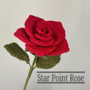 Single Custom Crochet Star Point Rose - Handmade Flower- Hand Knitted Crochet Flower- Gift for Girlfriend- Gift for Mom- Room Decor- Wedding