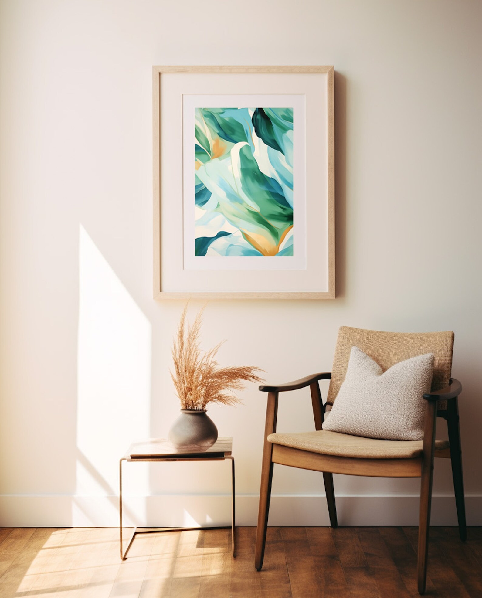 Abstract Watercolor Paintings, Greenery Prints, Living Room Wall Art ...