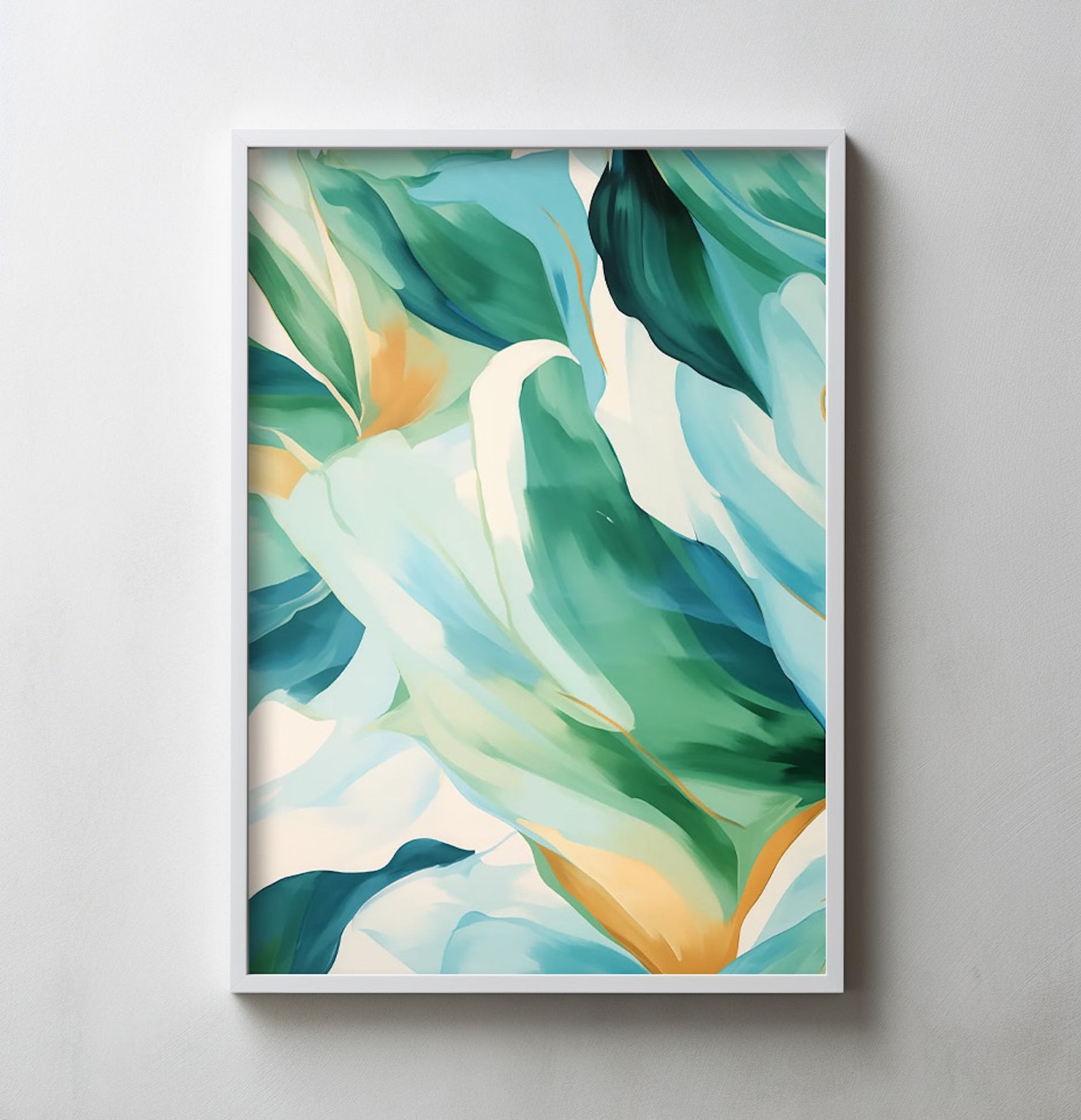 Abstract Watercolor Paintings, Greenery Prints, Living Room Wall Art ...