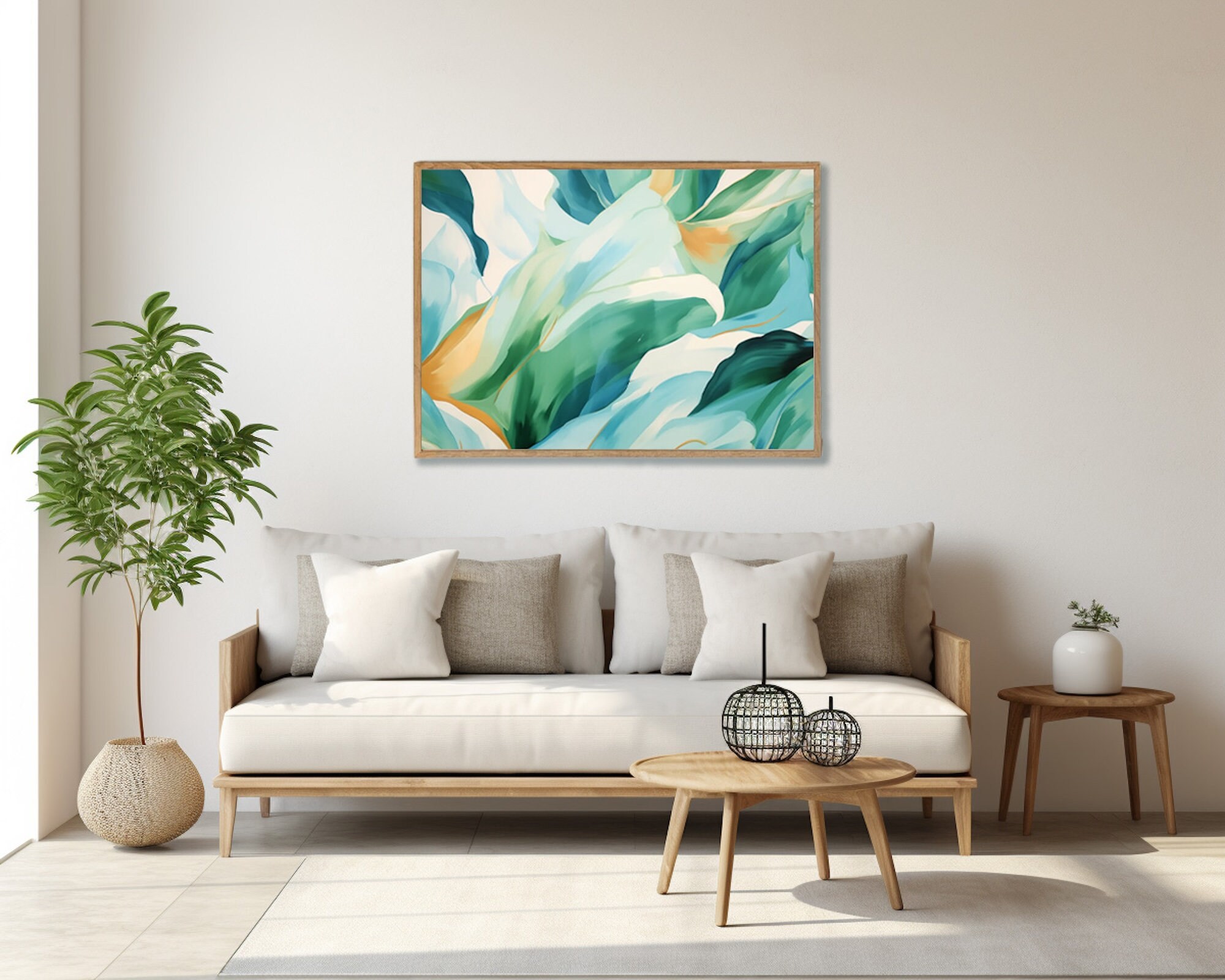 Abstract Watercolor Paintings, Greenery Prints, Living Room Wall Art ...