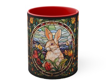 Vlekglas Bunny op een Accent koffiemok, 11oz