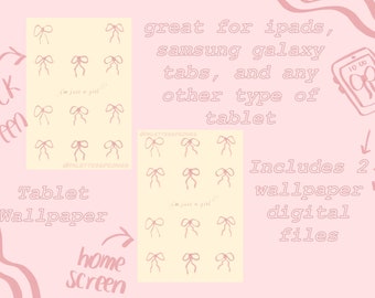 2 Pack Tablet Wallpaper, I'm Just a Girl Pink Bows Wallpaper, Screensaver, iPad Wallpaper, Pink Bows, Samsung Galaxy Tab Wallpaper