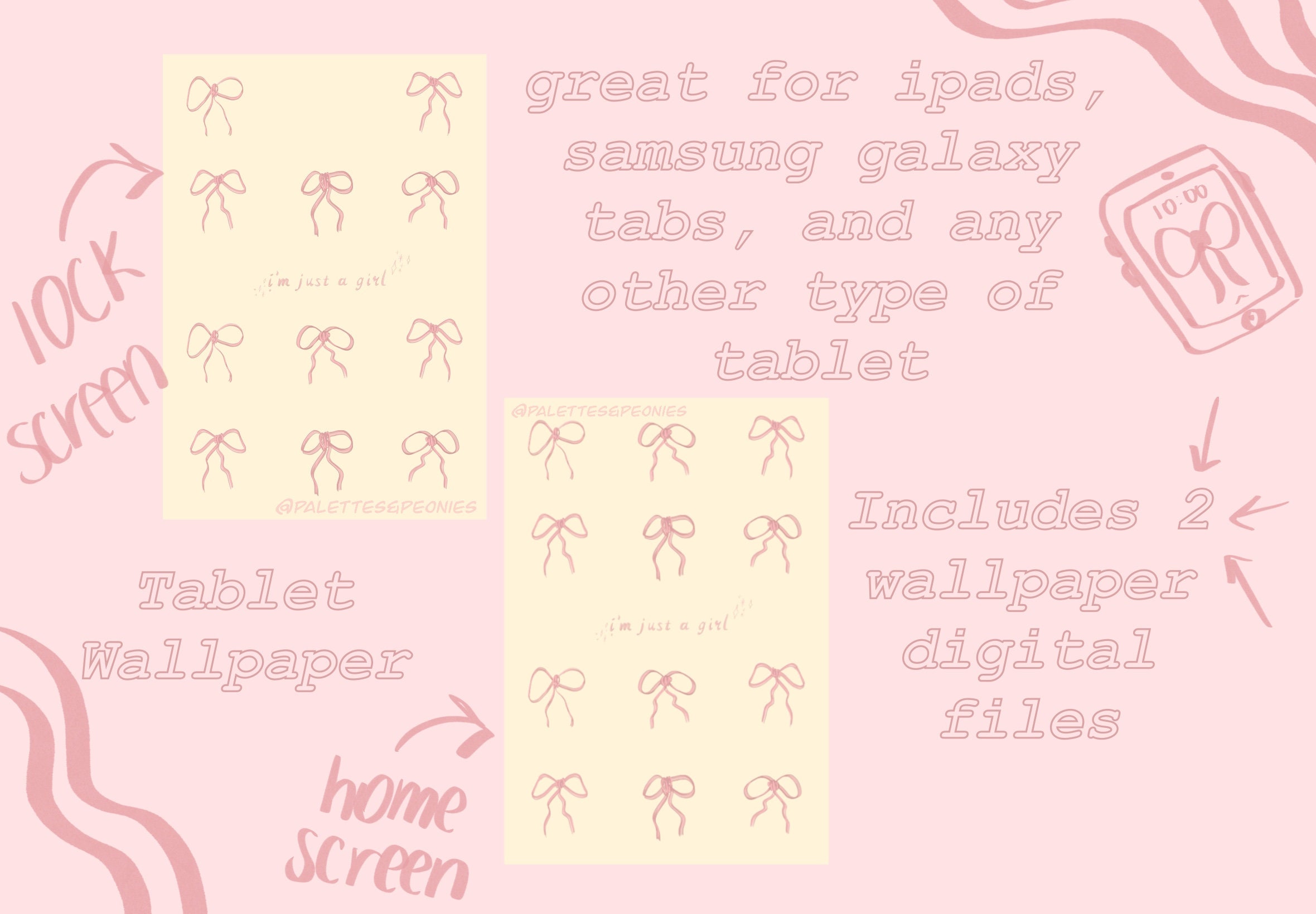 2 Pack Tablet Wallpaper, I'm Just a Girl Pink Bows Wallpaper, Screensaver,  iPad Wallpaper, Pink Bows, Samsung Galaxy Tab Wallpaper - Etsy Sweden, image size:2360x1640