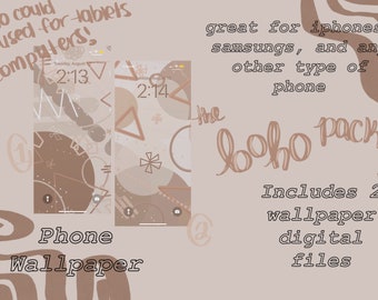 2 Pack Phone Wallpaper, Boho Wallpaper, Screensaver, iPhone Wallpaper, Monotone, Samsung Wallpaper, Android Wallpaper, Girly,Brown Wallpaper