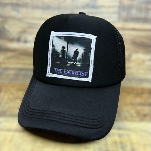 The Exorcist Mens Trucker Hat Black Snapback 1973 Cult Horror Movie Baseball Cap