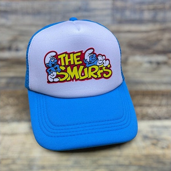 The Smurfs Mens Trucker Hat Blue Vintage Comics Adjustable Baseball Cap