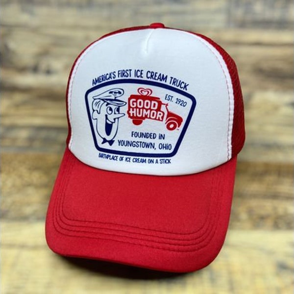 Good Humor Ice Cream Mens Trucker Hat Red Snapback Youngstown Ohio Baseball Cap