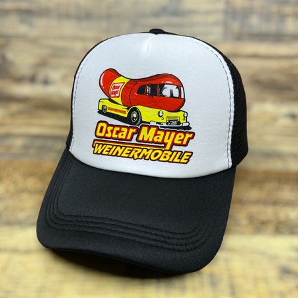 Oscar Meyer Weinermobile Gorra de camionero para hombre Gorra de béisbol con logo retro Snapback negro