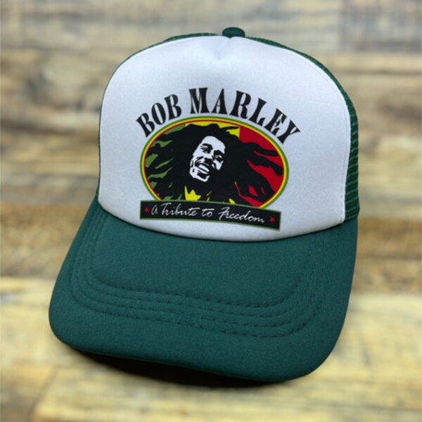 Bob Marley Mens Trucker Hat Green Snapback Jamaican Reggae One Love Baseball Cap