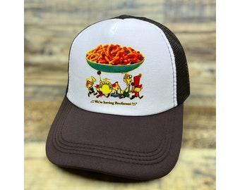 Beefaroni Mens Trucker Hat Brown Snapback Vintage Spaghetti Ad 50s Retro Baseball Cap