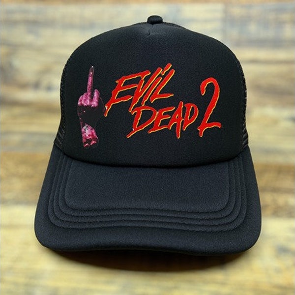 Evil Dead 2 Mens Trucker Hat Black Snapback 80s Cult Horror Comedy Baseball Cap