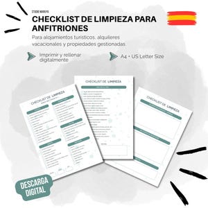 Printable cleaning list in SPANISH for vacation rentals – Airbnb, Vrbo, Booking, and HomeToGo | Checklist for hosts