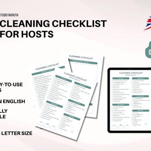Vacation Rental Cleaning Checklist in English – Printable PDF for Airbnb, Vrbo, Booking | Host Cleaning Template | A4 + US Letter