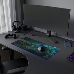 Tapis de jeu LED vert futuriste design moderne pour votre bureau, tapis de bureau, livraison gratuite
