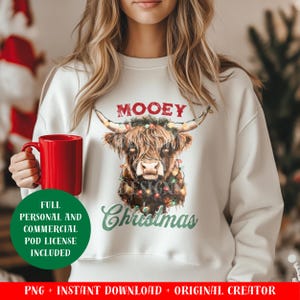 Mooey Christmas Cow Lover PNG, Sezon Bożego Narodzenia Png, Boże Narodzenie Highland Cow PNG, Zabawne Boże Narodzenie Png, Boże Narodzenie western Png, Holiday POD