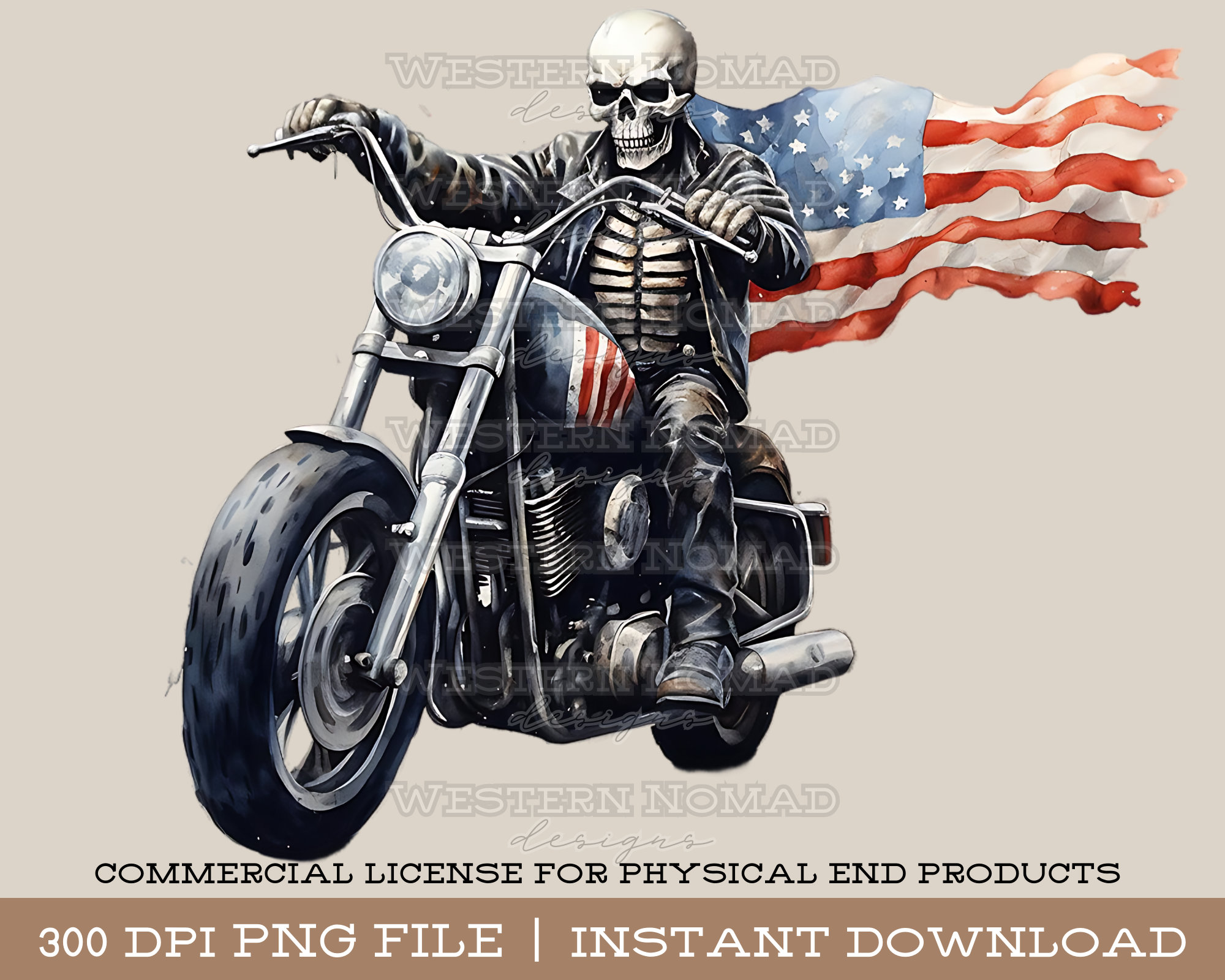 Skull Riding Motorcycle Thank You Cards With Envelopes blue Pe 並行輸入品 A cartoon of a skeleton riding a motorcycle with a skull on the