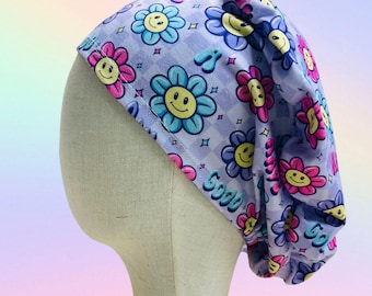 Knit Scrub Cap-Sunflower Scrub Hat-Soft Scrub Cap-Have a Great Day Scrub Hat-Smile Scrub Hat-Surgeon Cap
