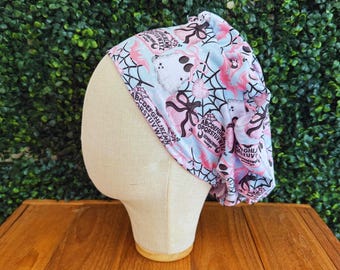 Knit Halloween Scrub Hat: Soft Nurse Cap with Ghost Design