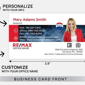 RE/MAX Business Cards, Professional UV Coated Business Cards, Personalized Realtor Business Cards, Remax Branded Business Cards image 3