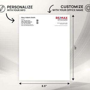 RE/MAX Letterheads, Professional Letterheads, Personalized Realtor & RE Office letterheads, Remax Branded Letterheads image 3