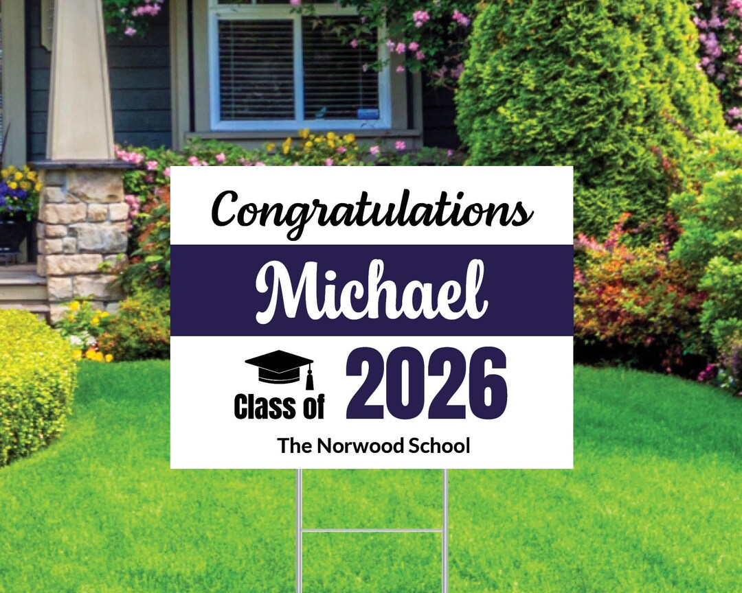 Personalized Graduation Yard Sign – 18x24 Double-sided Photo Banner ...