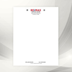 RE/MAX Letterheads, Professional Letterheads, Personalized Realtor & RE Office letterheads, Remax Branded Letterheads Office Letterhead