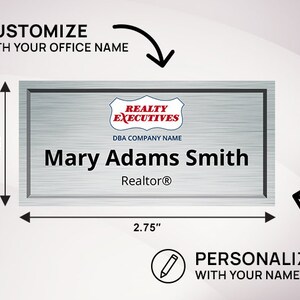 Customizable Realty Executives Name Badges, Professional Realtor Name Tags, Personalized Agent ID Badges, Premium Real Estate Accessories image 2