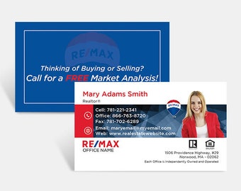 RE/MAX Business Cards, Professional UV Coated Business Cards, Personalized Realtor Business Cards, Remax Branded Business Cards