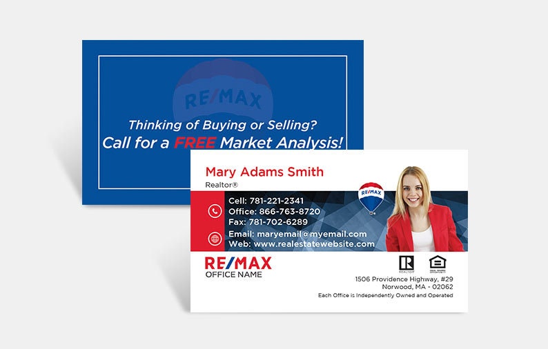 RE/MAX Business Cards, Professional UV Coated Business Cards, Personalized Realtor Business Cards, Remax Branded Business Cards image 1