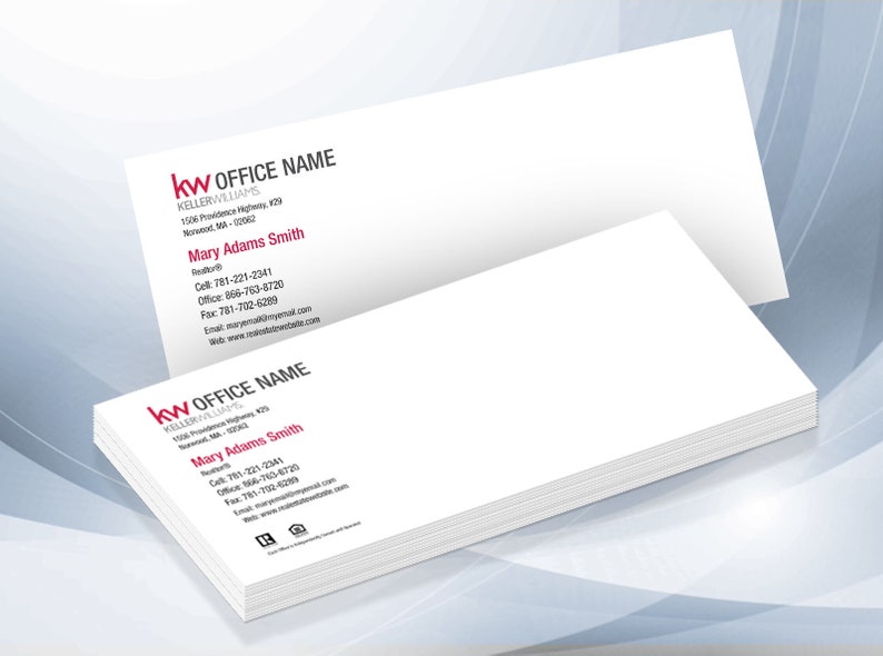 Keller Williams 10 Envelopes, Professional 10 Envelopes, Personalized Realtor & RE Office Envelopes, KW Branded Envelopes image 2