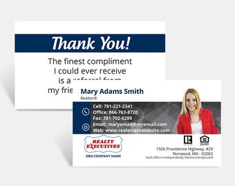 Realty Executives Business Cards, Professional UV Coated Business Cards, Personalized Realtor Business Cards, RE Branded Business Cards