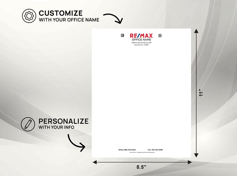 RE/MAX Letterheads, Professional Letterheads, Personalized Realtor & RE Office letterheads, Remax Branded Letterheads image 6